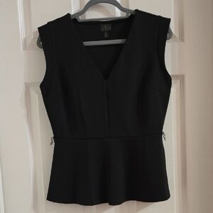 Worthington Black V-Neck Peplum Shell